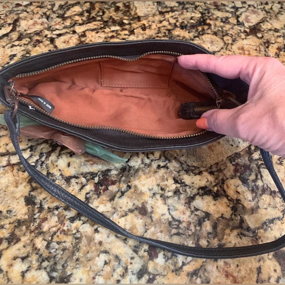 Vintage Black Leather Clutch Purse